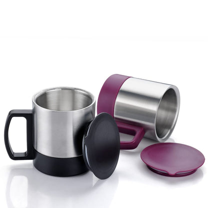 Stainless Steel Coffee/Tea Cup, Stainless Steel Lid Cover Hot Coffee/Tea Mug Hot Insulated Double Wall Stainless Steel, Coffee and Milk Cup with Lid & Handle Easy To Carry - Coffee Cup (1 Pc)