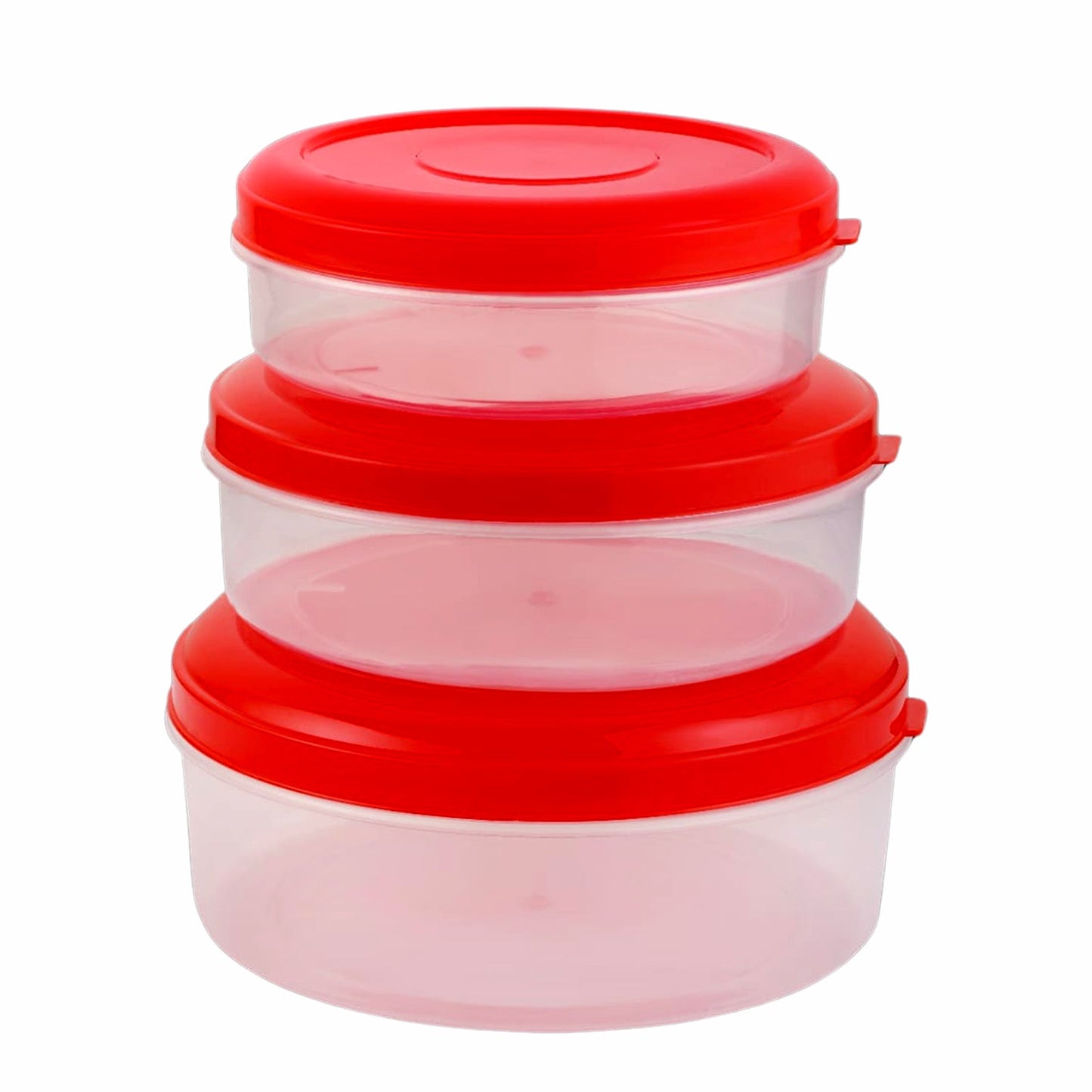 Heavy Plastic Material Stackable & Reusable Classic Round Plastic Big Storage Container Box For Kitchen & Home Organization (PACK OF 3)