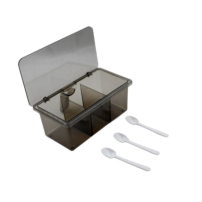 Seasoning Box, Portable Durable 3 Divided Sections with Lid Spice Box Serving Set, for Bars, Restaurants Coffee Shops, Hotels