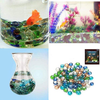 4980 Glass Gem Stone, Flat Round Marbles Pebbles for Vase Fillers, Attractive pebbles for Aquarium Fish Tank. 