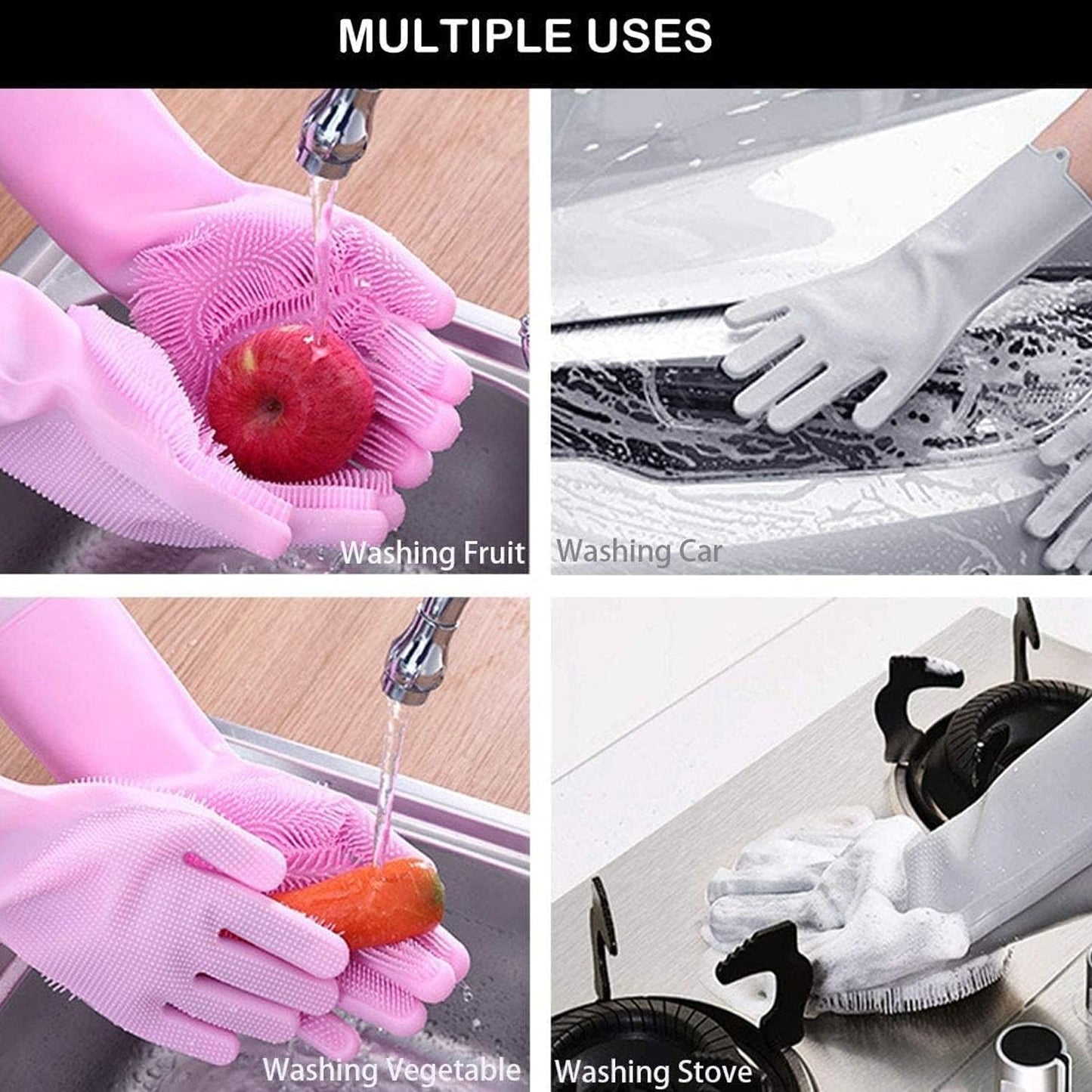 Single Left-Handed Silicone Dishwashing Glove: Scrubber, Reusable, Kitchen Cleaning