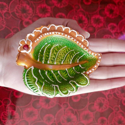 Decorative Hand Painted Clay Puja Diya for Diwali Handmade Diya (6 Pcs Set)