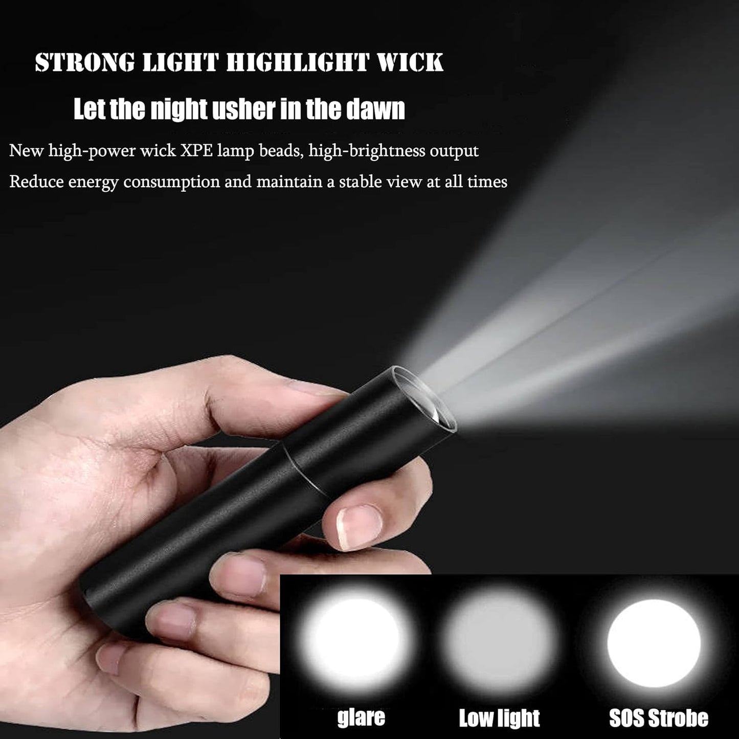 Rechargeable USB Torch Zoomable, LED Distress Flashlight, Small Super Bright Pocket Flashlight, 3 Output Modes Waterproof Powerful Torch for Camping, Dog Walking, Emergency, Keyring Torch (1 Pc )