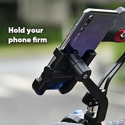 6706 Mobile Phone Holder With Easy Adjustable Rear View Mirror Mount Solid Metal Cradle Stand Suitable for Bike & Mobile Phones 