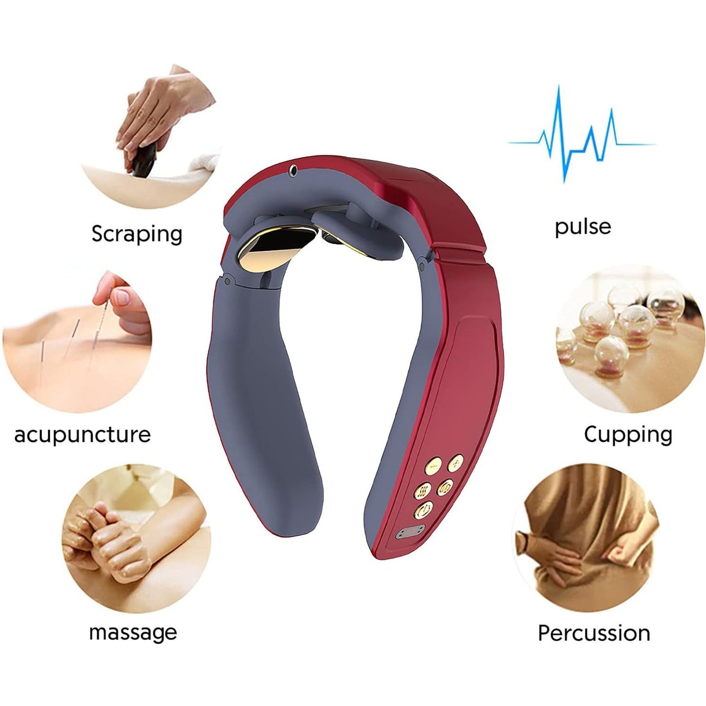 Electric Neck Massager for Pain Relief, Intelligent Neck Massager with Heat, 4 Modes 15 Level Cordless Deep Tissue Point Massager, Portable Neck (1 pc )