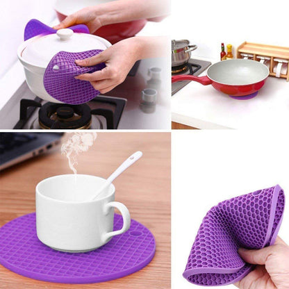 4846 4 Pc Silicon Hot Mat For Placing Hot Vessels And Utensils Over It Easily Without Having Any Visible Marks On Surfaces.