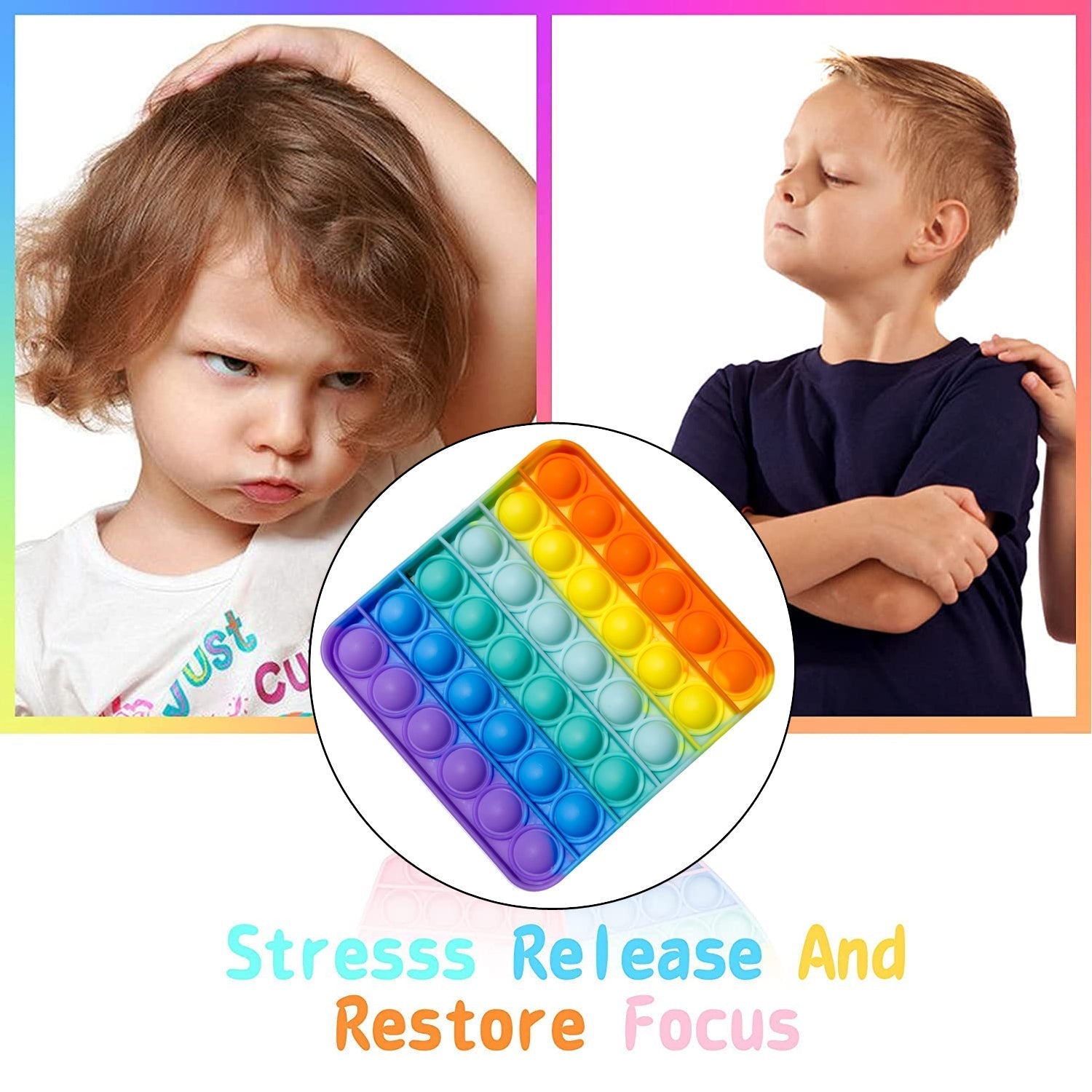 4478 Square Popit Toy Special Needs Silicone Stress Relief Toy For Kids & Adult All Use  Toy 