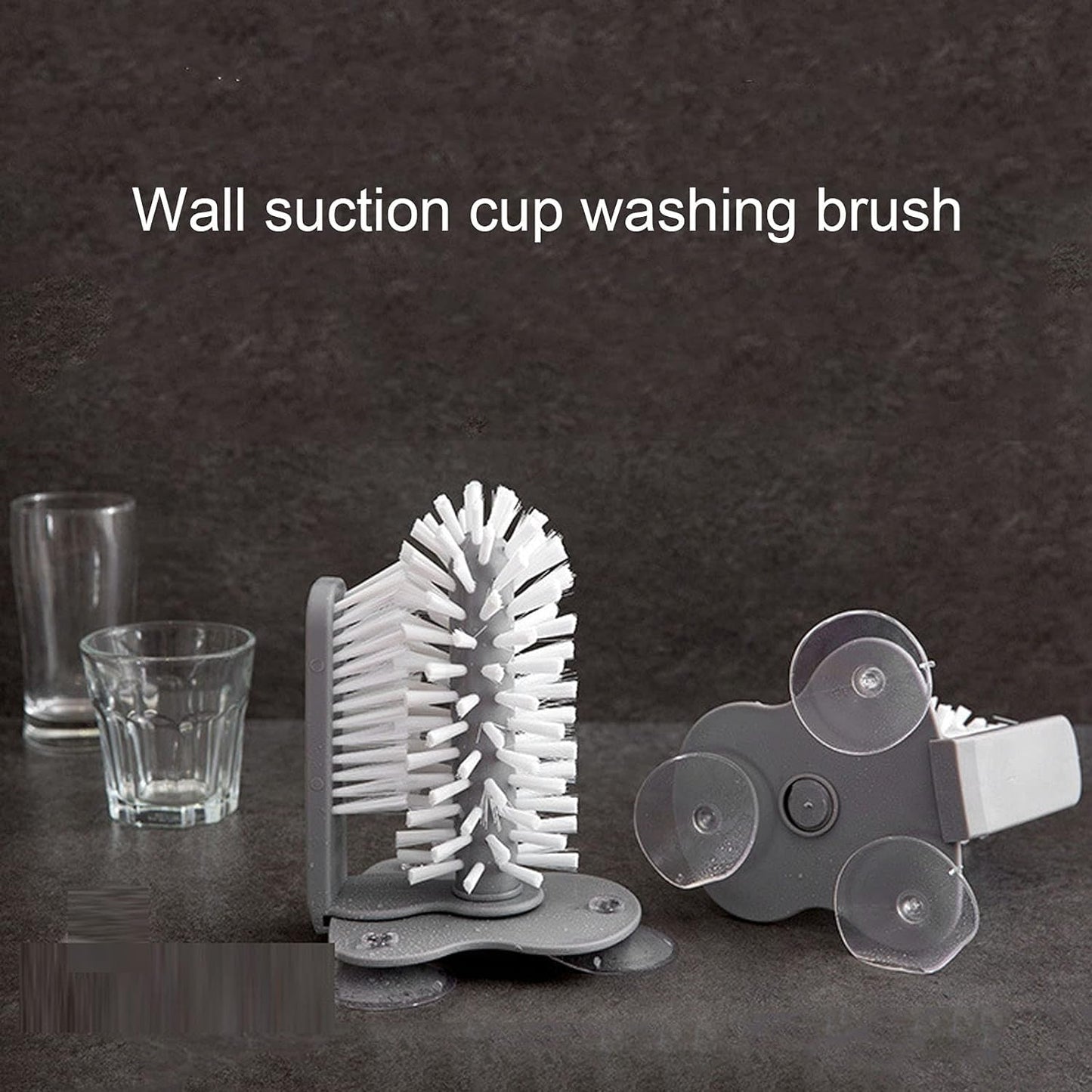 Mug / Cup / Glass Washer Brush with Suction Base, Self Stand Glass Washer Brush Double Sided Bristle Brush for Home Hotel Restaurant Café