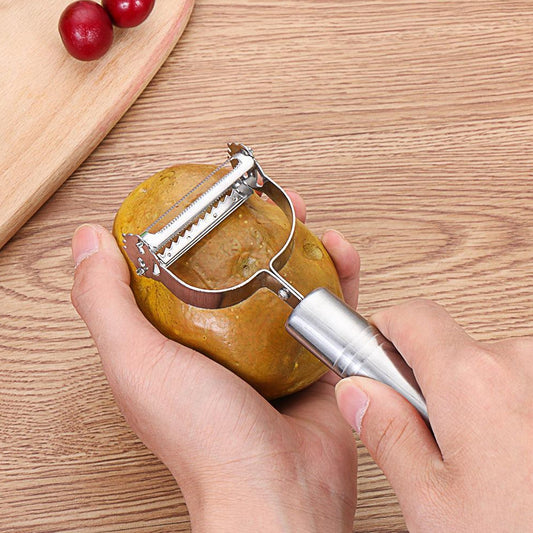 Multi-Function 2 in 1 Potato Peeler and Julienne Cutter, Stainless Steel Potato Peeler, grated Carrot, grated, Suitable for Peeling and shredding Fruit and Vegetables Kitchen Accessories (1 Pc)