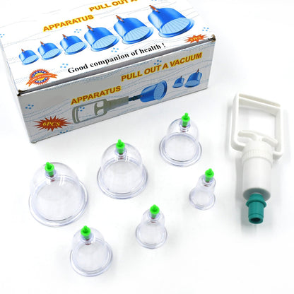 Vacuum Cupping Set 6 Pcs Kit Pull Out a Vacuum Apparatus Therapy Relax Massagers Curve Suction Pumps