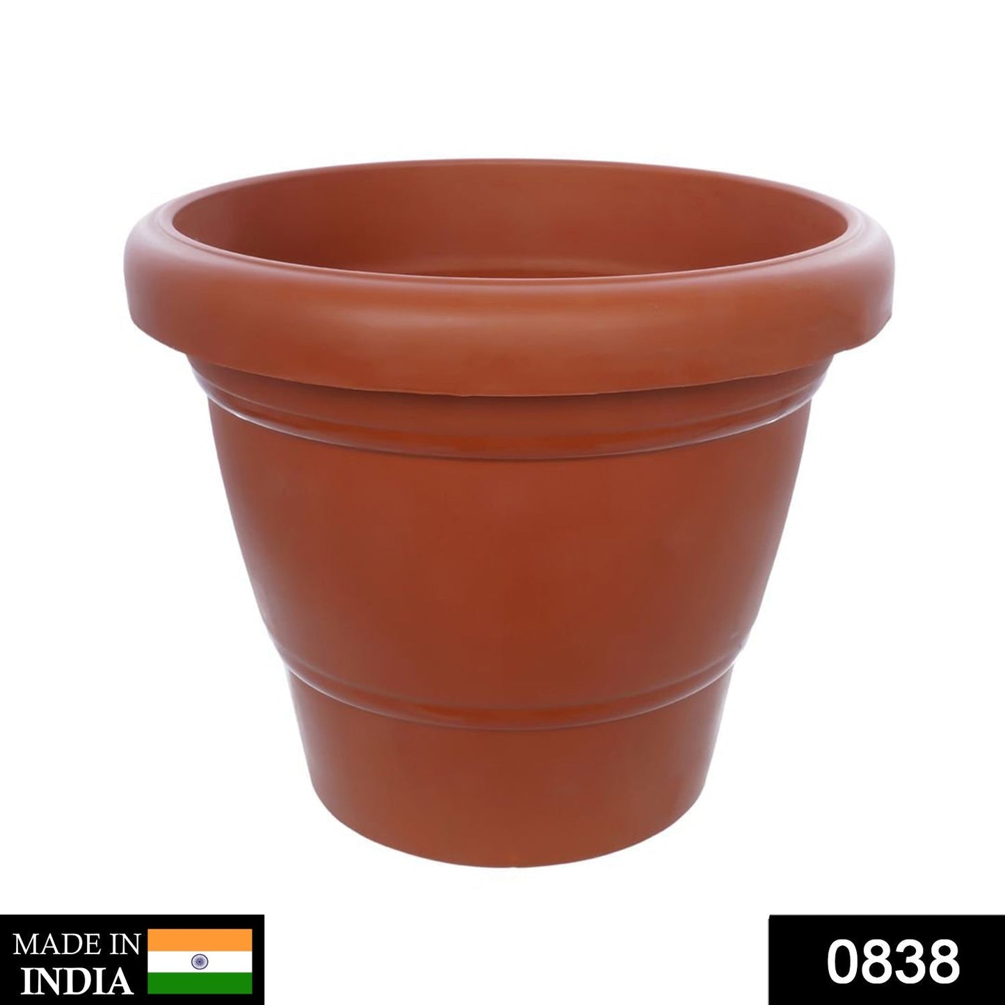 0838 Garden Heavy Plastic Planter Pot/Gamla 8 inch (Brown, Pack of 1,Medium ) 