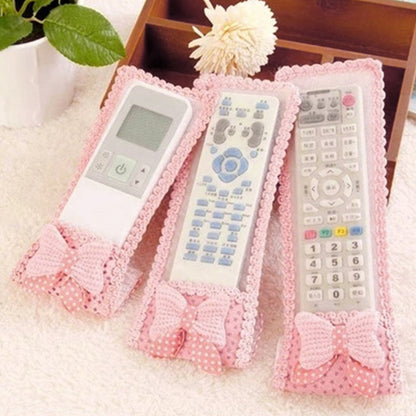 7638 3pc Remote Cover with Bow Knot for TV, Air Conditioner, D2H, DTH Remote Control Dust Cover 