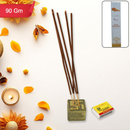 Tilak Chandan Flavour Incense Sticks / Agarbatti (90 GM With Machis 1 Packet)