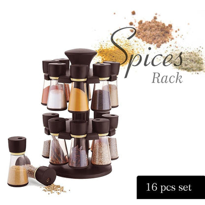 103 Revolving Plastic Spice Rack Masala Organiser (16 Pcs) 