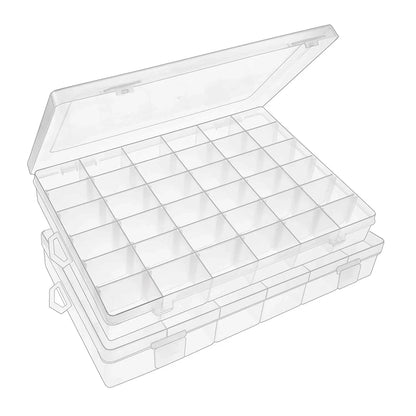 36 Grids Clear Plastic Organizer Jewelry Storage Box with Adjustable Dividers, Transparent Organizer Box (1pc)