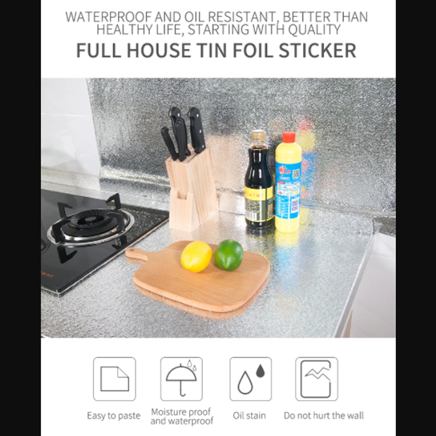 9014 2 Meter Aluminium Foil Sticker used in all kitchen purposes to prevent oily and greasy stains of food while cooking. 