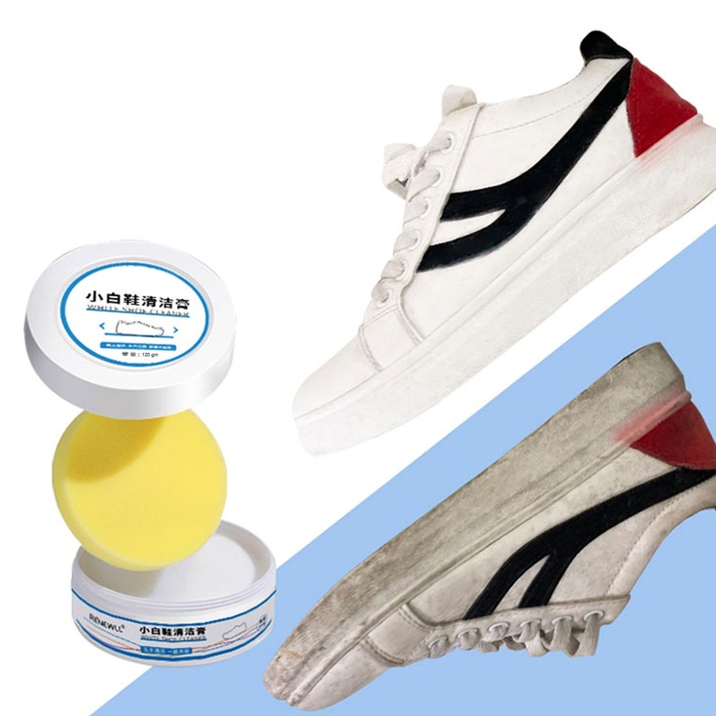 Stain Remover Cleansing Cream for Shoe Polish Sneaker Cleaning Kit Shoe Eraser Stain Remover White Rubber Sole Shoe Cleaner White Shoe Cleaning Cream Stain Remover (120 Gm Approx)