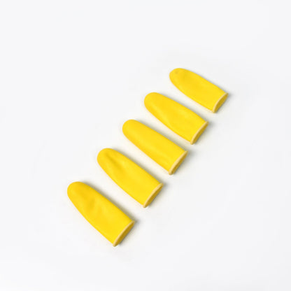 Finger Caps, Silicone Finger Protectors Sleeves (Finger Cots / 5 Pcs Set / yellow)