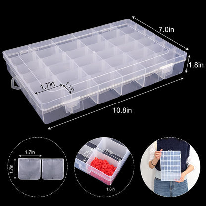 7673  36 Grids Clear Plastic Organizer Box with Adjustable Compartment Dividers, Jewellery Storage Organizer Collection Box (1 pc ) 