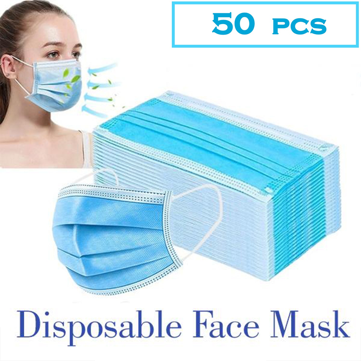 1388 Disposable Ear Loop Elastic Face Mask (50 Pc) 