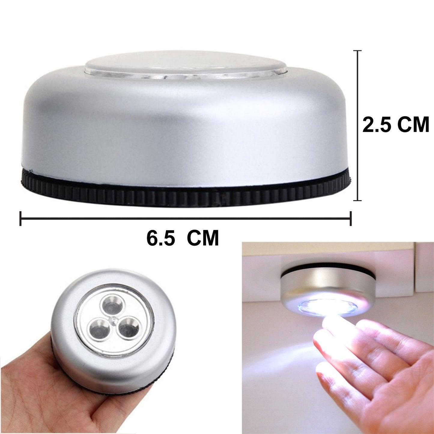 1721 3 Led Cordless Stick Tap Wardrobe Touch Light Lamp 