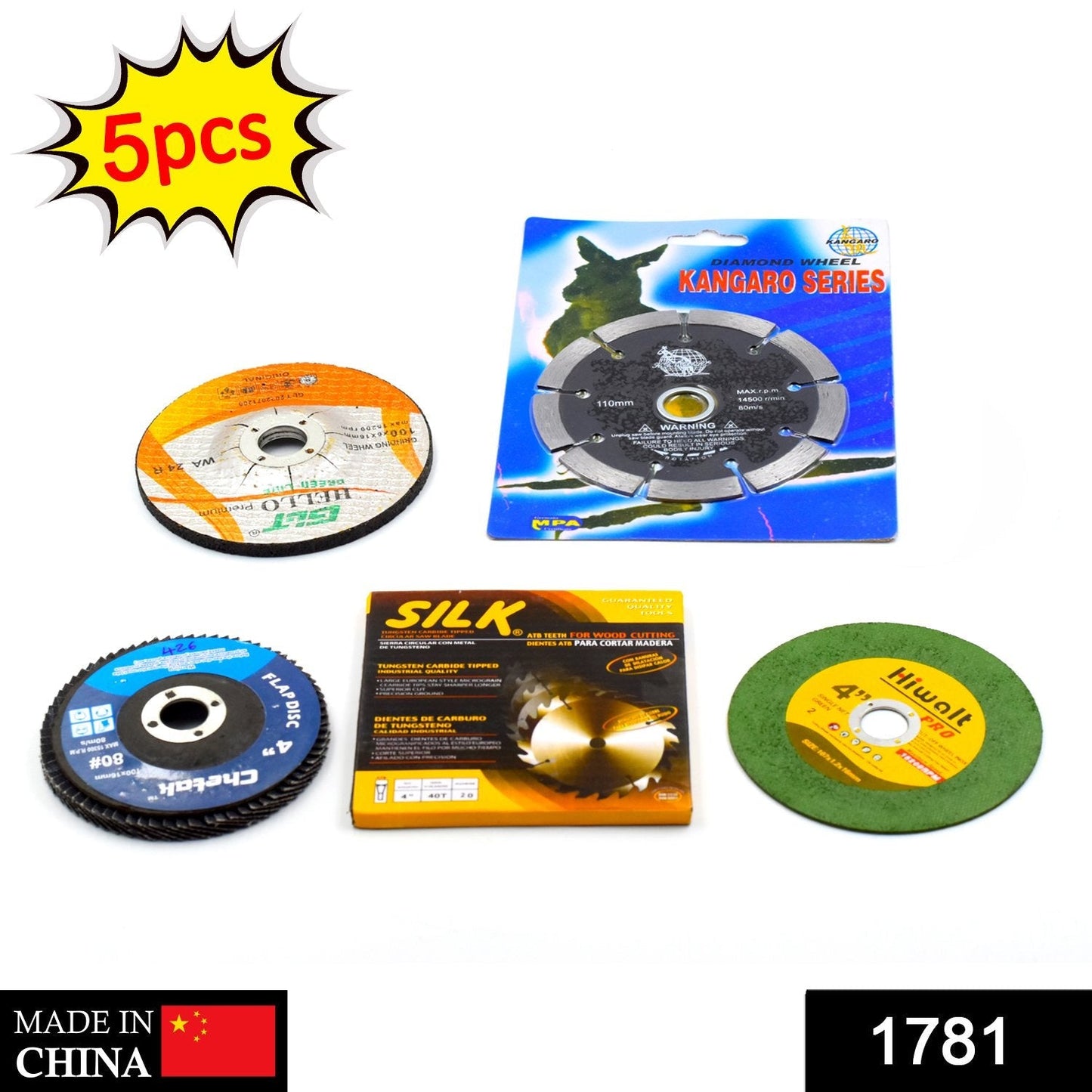 1781 5Pc Grinding Wheel Set For Cutting Wooden Or Marbles 