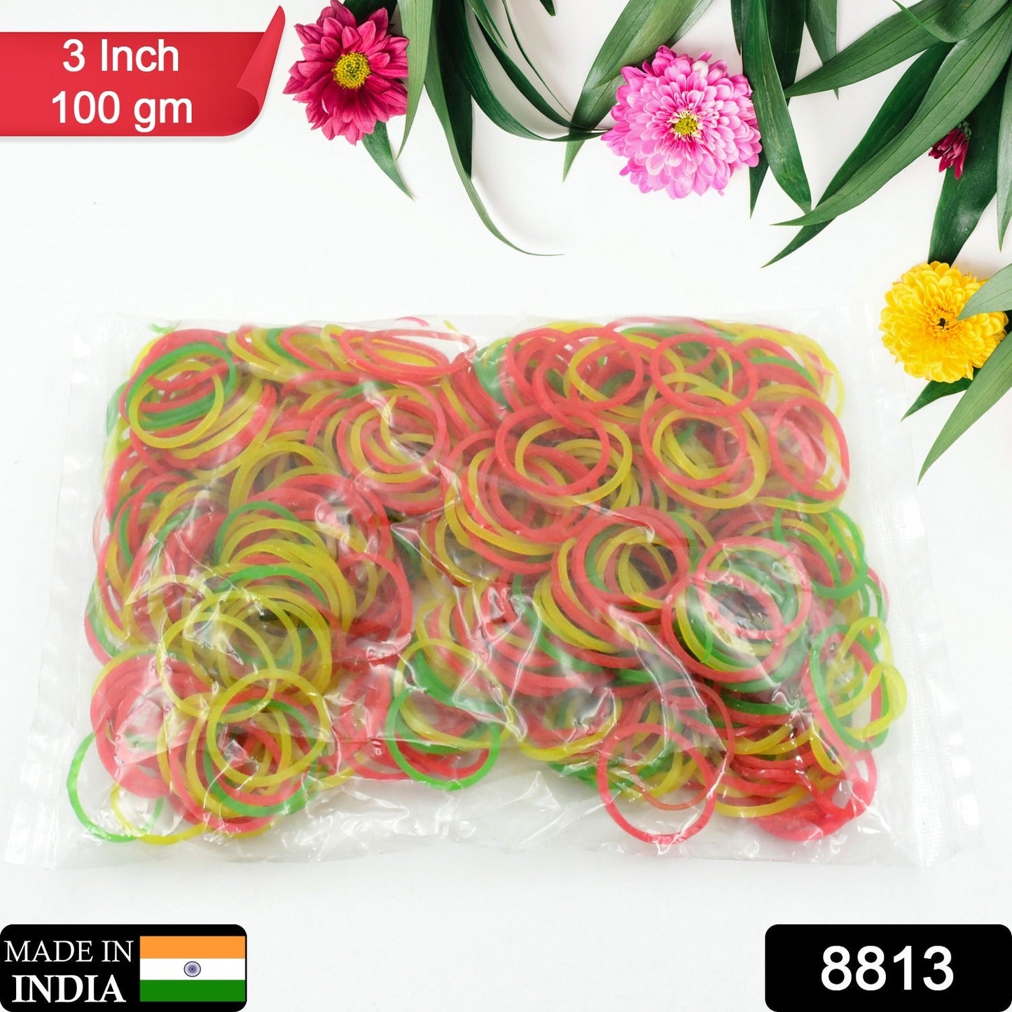 RUBBER BAND FOR OFFICE/HOME AND KITCHEN ACCESSORIES ITEM PRODUCTS, ELASTIC RUBBER BANDS, FLEXIBLE REUSABLE NYLON ELASTIC UNBREAKABLE, FOR STATIONERY, SCHOOL MULTICOLOR