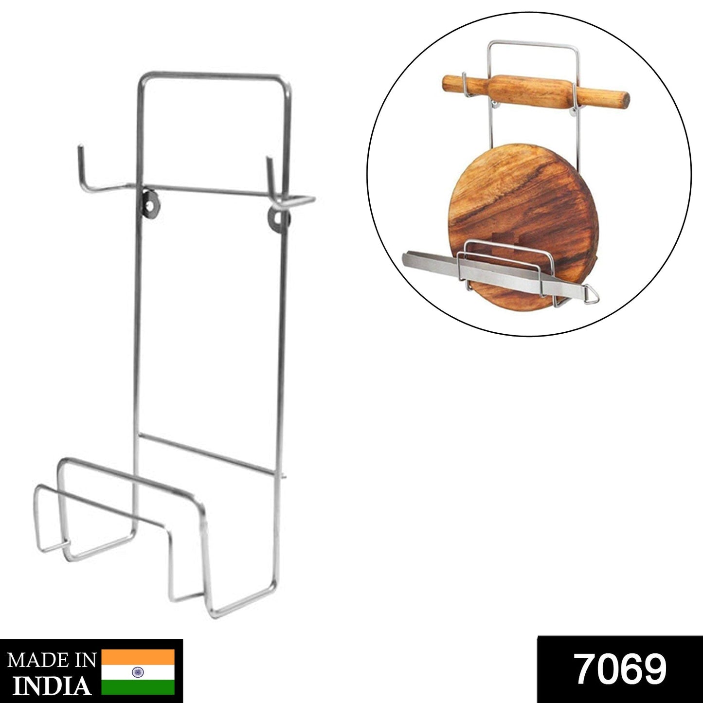 7069 Chakla Belan Stand for Kitchen with Stainless Steel 