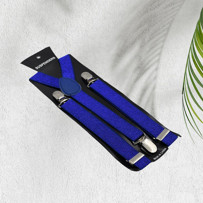 Royal Blue color suspenders belts stylish, Metal Clip Elastic Casual and Formal Suspenders for MEN boys women girls