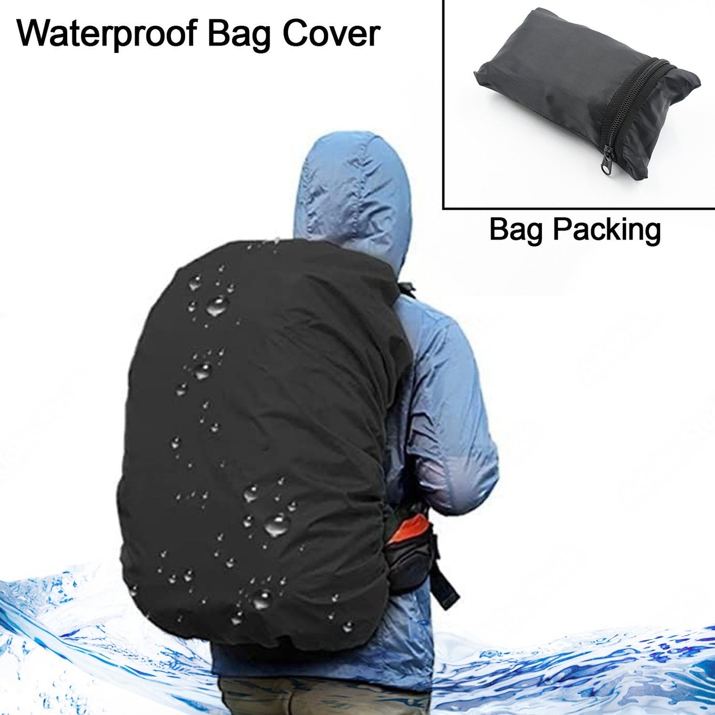 4100 Heavy Waterproof Nylon Rain Cover/Dust Cover - Elastic Adjustable for Laptop Bags and Backpacks, School Bag Waterproof Cover, Dust Proof, Backpack, Laptop Bag Cover (1Pc)