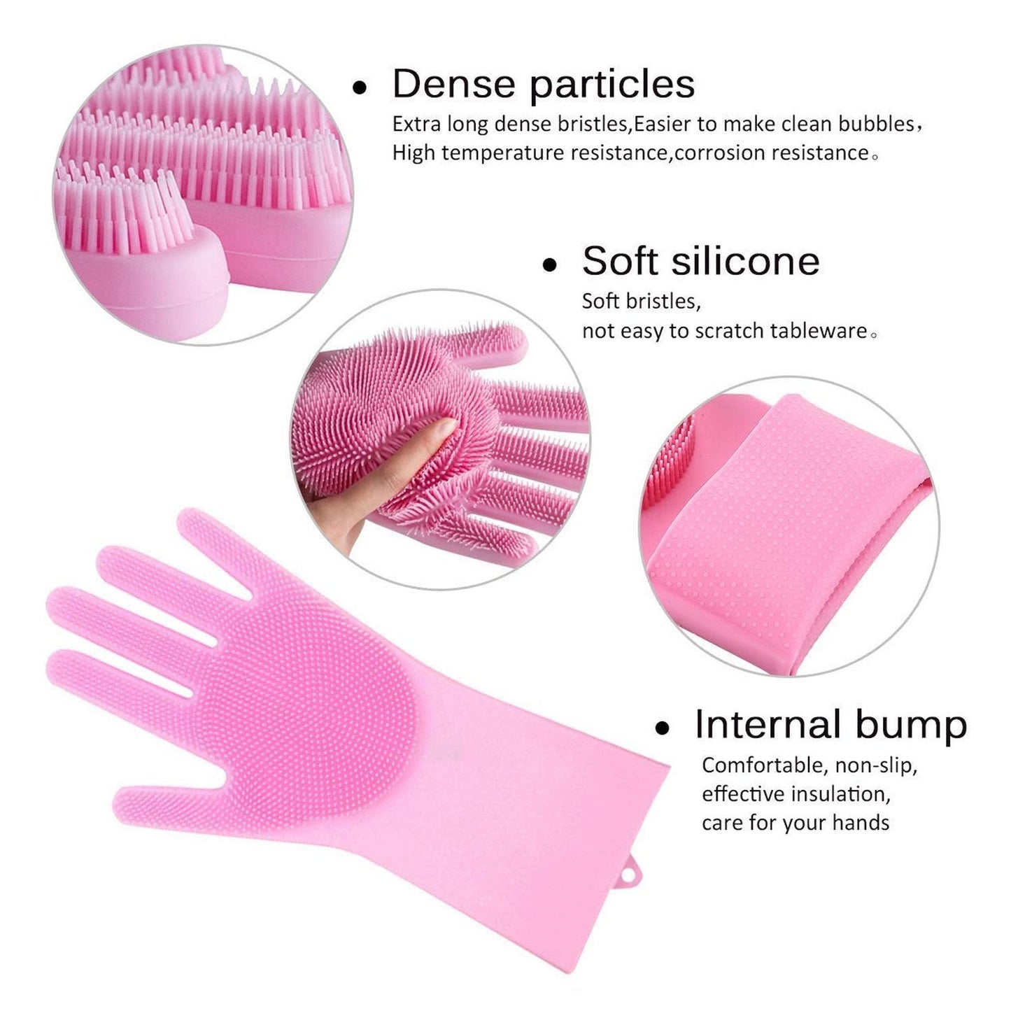 Reusable Silicone Cleaning Brush Scrubber Gloves (Multicolor)