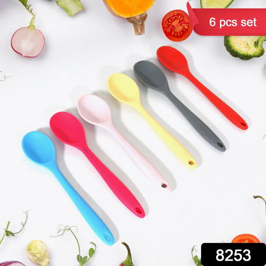 Multipurpose Silicone Spoon, Silicone Basting Spoon Non-Stick Kitchen Utensils Household Gadgets Heat-Resistant Non Stick Spoons Kitchen Cookware Items For Cooking and Baking (6 Pcs Set)