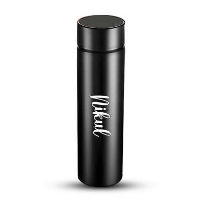 Customized/Personalized Stainless Steel Smart Water Bottle with Smart LCD Temperature Touch | Gifting Custom Name Water Bottle | Gifts for Boyfriend/Girlfriend/Employee | 500ML