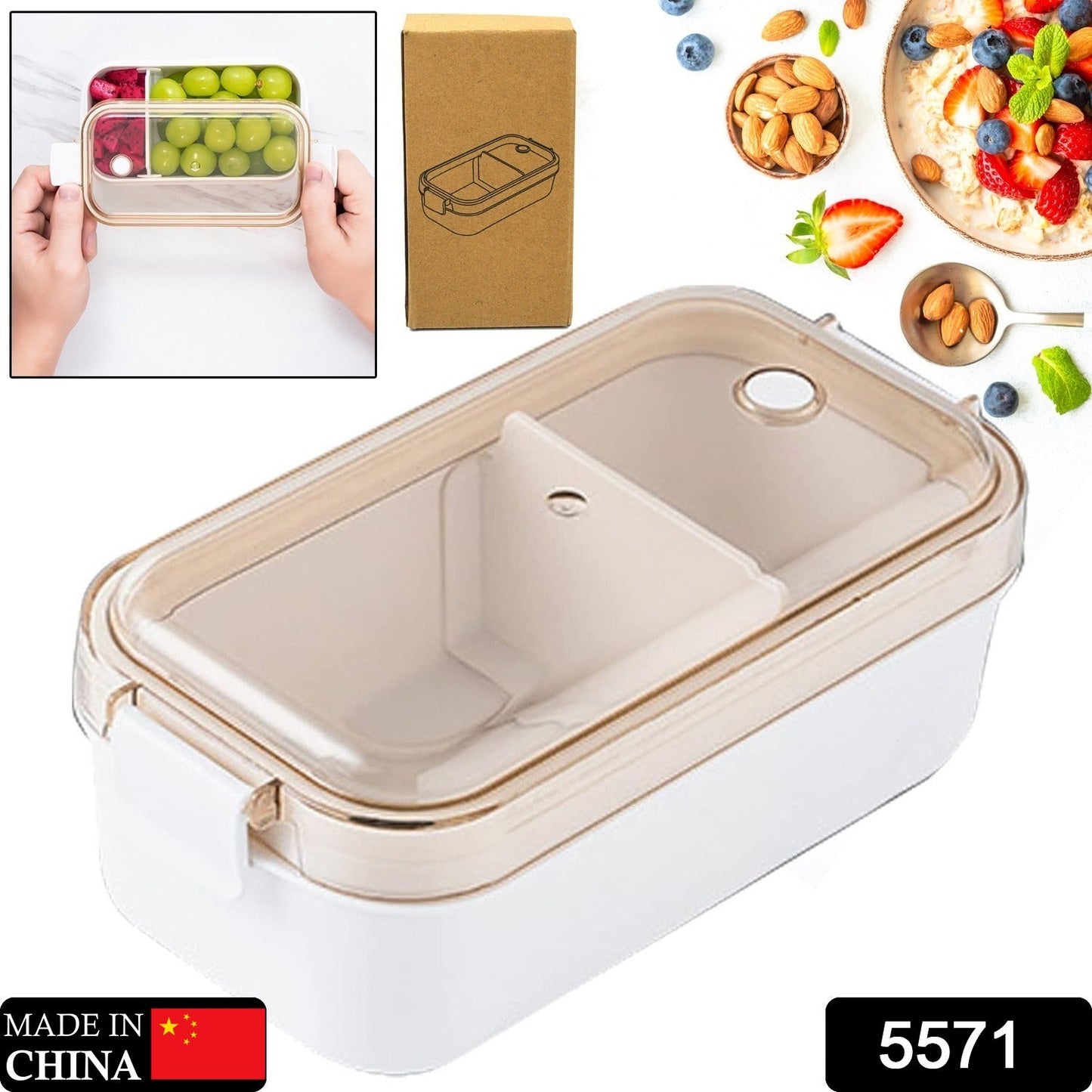 Food Fresh-Keeping Box with Lid for Veggie Fruit Salad Glass Food Storage Containers for Solid Food Soups and Sauces, Leak-Proof Portable Lunch Box, Microwave, Oven, Freezer, Dishwasher