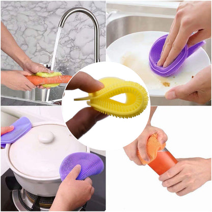 6078 Silicone Dish Scrubber Sponge Mildew Free, Non Stick (Mix Color) 