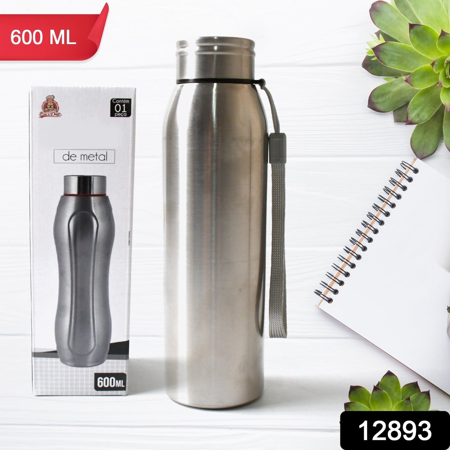 Stainless Steel Water Bottle, Fridge Water Bottle, Leak Proof, Rust Proof, Hot & Cold Drinks, BPA Free Food Grade Quality, Steel fridge Bottle For office / Gym / School (600 ML Approx)