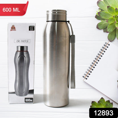 Stainless Steel Water Bottle, Fridge Water Bottle, Leak Proof, Rust Proof, Hot & Cold Drinks, BPA Free Food Grade Quality, Steel fridge Bottle For office / Gym / School (600 ML Approx)