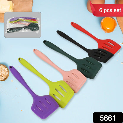 Multipurpose Silicone Spoon, Silicone Basting Spoon Non-Stick Kitchen Utensils Household Gadgets Heat-Resistant Non Stick Spoons Kitchen Cookware Items For Cooking and Baking (6 Pcs Set)