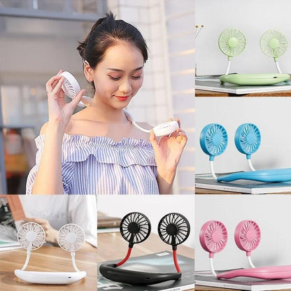 Hand Free Personal Fan - Portable USB Battery Rechargeable Mini Fan - Headphone Design Wearable Neckband Fan Neck lance Fan Cooler Fan (Battery Not included)