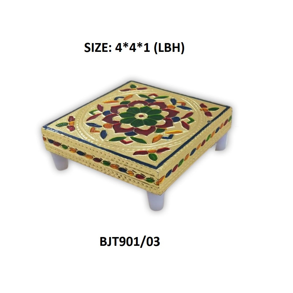 2122 Multipurpose Traditional Decorative Design Wooden Chowki/Bajot 