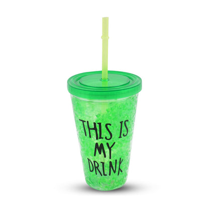 Plastic Drink Cup, Tea Coffee Tumbler with Lid and Straw (1 Pc)