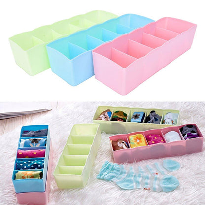 236 5-Compartments Socks/Handkerchief/Underwear Storage Box Socks Drawer Closet Organizer Storage Boxes (pack of 4) 