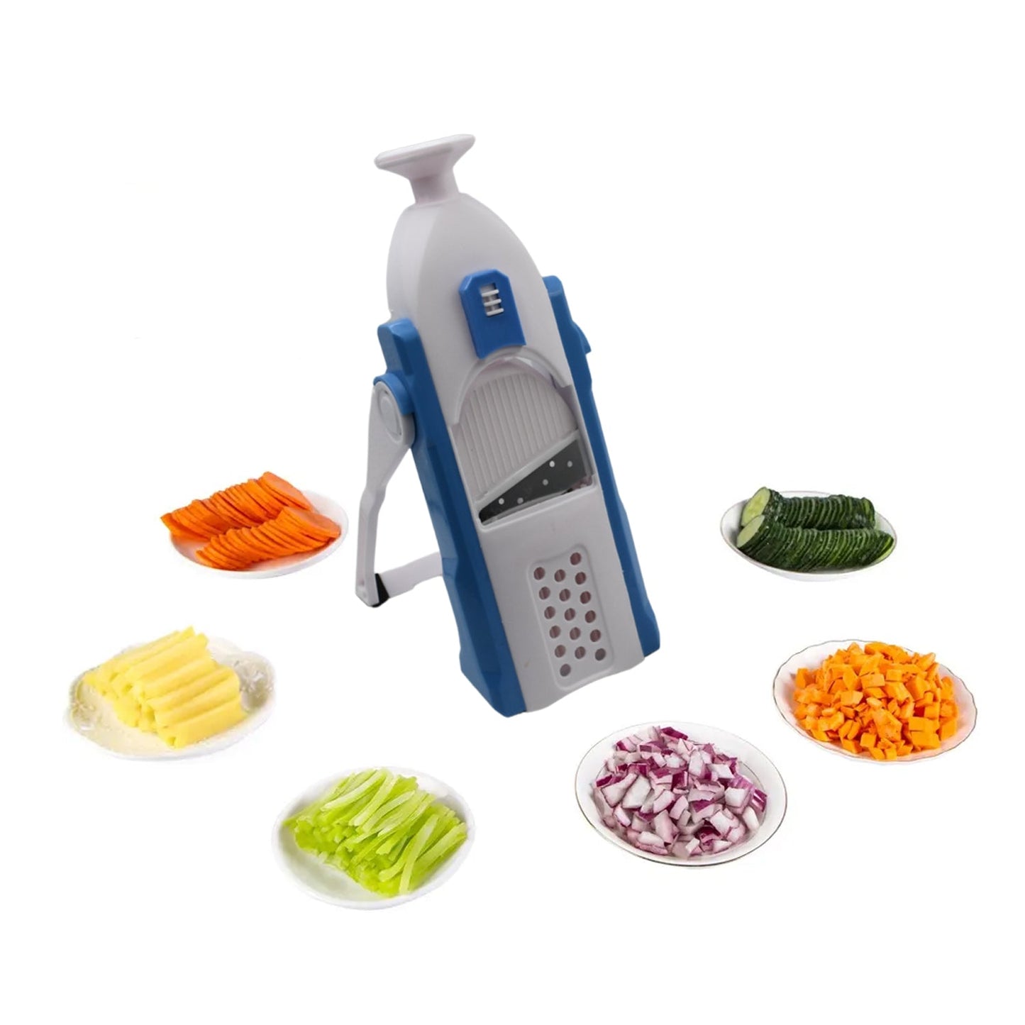 Multi-Function Time Saving Vegetable Slicer Cutter + Julienne 5-in-1 Food Vegetable Potato Chopper, Garlic Grinder