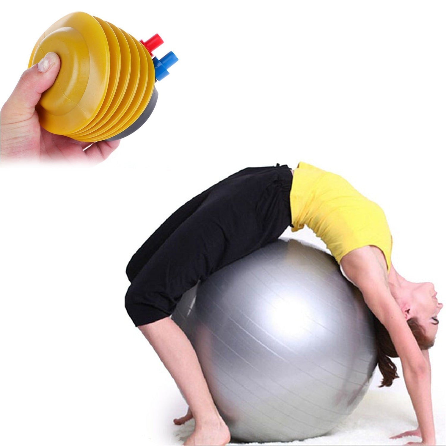 7428 Heavy Duty Gym Ball Non-Slip Stability Ball with Foot Pump for Total Body Fitness 