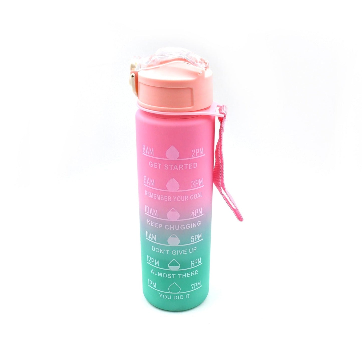 Motivational Water Bottle with Straw &amp; Time Marker