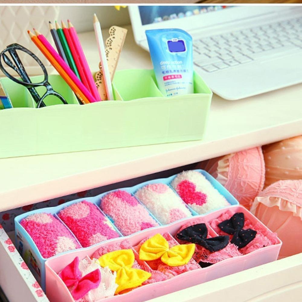 235 5-Compartments Socks/Handkerchief/Underwear Storage Box Socks Drawer Closet Organizer Storage Boxes (pack of 2) 