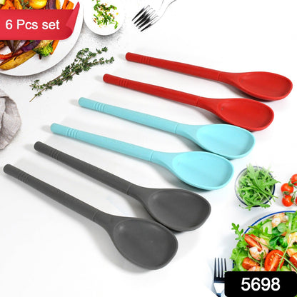 MULTIPURPOSE SILICONE SPOON, SILICONE BASTING SPOON NON-STICK KITCHEN UTENSILS HOUSEHOLD GADGETS HEAT-RESISTANT NON STICK SPOONS KITCHEN COOKWARE ITEMS FOR COOKING AND BAKING (6 Pc Set)