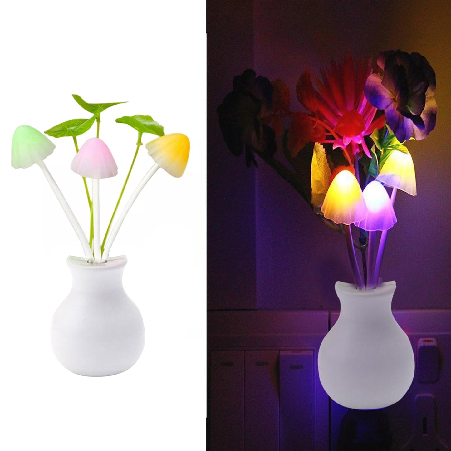 217 LED Dream Night Light, Auto ON/Off Sensor Mushroom Lamp (Multicolor) 