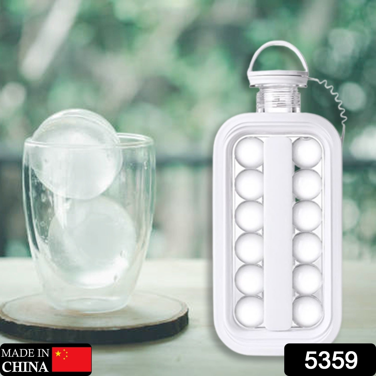 5359 Ice Tray, Foldable Ice Cube Molds with Lid,2-in-1 Ice Box, Ice Cube Speeder, Ice Ball Maker, Ice Cube Making Bottle,14-Ice Balls, For outing camping hiking 