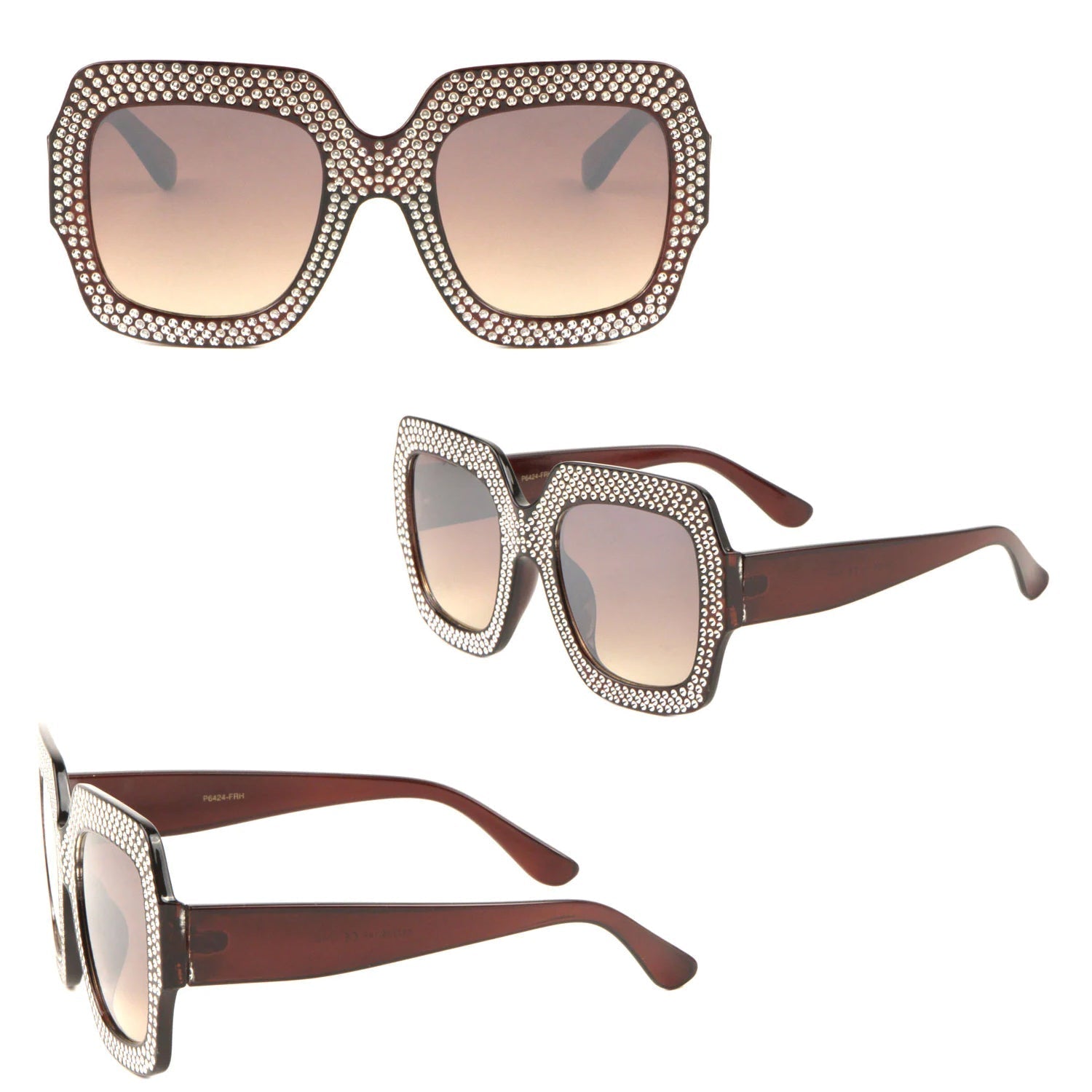 4953 Big Square Diamond Framed Sunglasses 